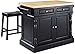 Crosley Furniture KF300064WH Kitchen Island with Butcher Block Top and 24" Upholstered Saddle Stools, White
