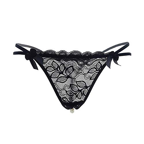 [Jincheng665] tバック レディース セクシー 過激 紐パン 穴あき パール付き 大きいサイズ ランジェリー 透け 通気性 ストレッチ エロ下着 響きにくい 透かし彫り 美尻効果 パンティ レース 花柄 おしゃれ ショーツ 誘惑 綺麗 女性らしさ Tバックショーツ(ブラック,Free)のサムネイル