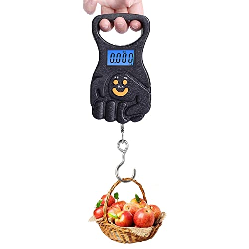 OUSIKA Bilancia elettronica digitale portatile da 20/30/50 kg Display LCD Bilancia sospesa portatile ad alta precisione for pesca, bagagli, verdura e frutta Bilancia (Color : Schwarz, Size : 50KG)