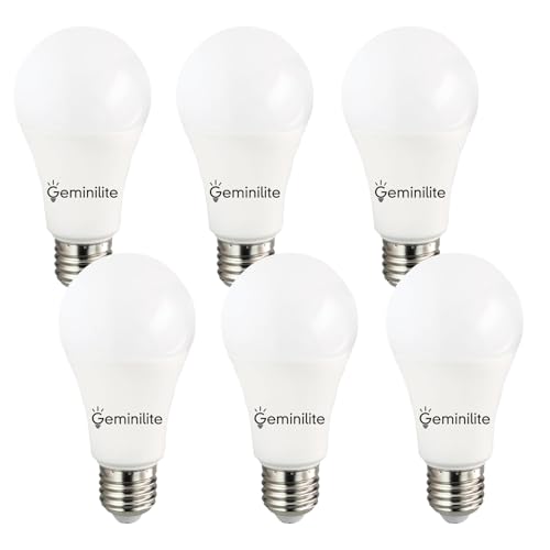 Geminilite 100W Equivalent Light Bulbs,A19 Super Bright 15W 6500K Daylight, 1500 Lumens, Non-Dimmable LED Bulb, E26 Standard Base for Indoor and Outdoor, ETL Listed, 6-Pack
