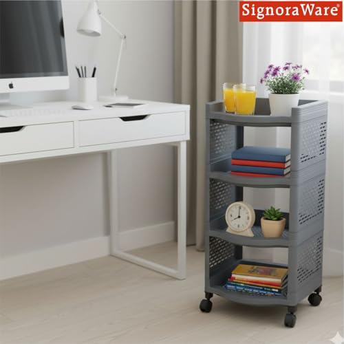 Image of SignoraWare Smart BPA Free Plastic Organiser | Modular Design | Designed to fit on countertops | Easy to Clean | Lightweight & Durable| Ideal for Daily-use Spices (20kg | Set of 4 | Darkgrey)