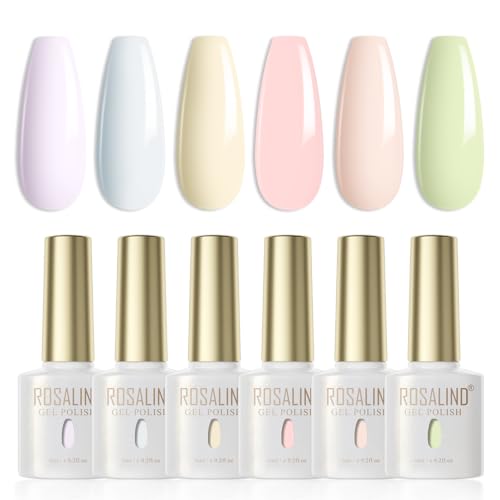 ROSALIND Esmalte Semipermanente de Uñas en Gel Pastel Rosa Púrpura 6Colores