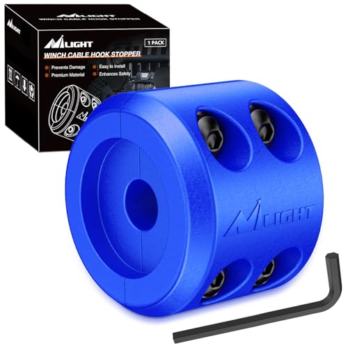 Nilight Winch Stopper for ATV UTV Truck SUV Winch Cable Hook Rubber Stopper Protect Towing Hook Synthetic Rope Winch Accessories Rope Line Saver with Stainless Steel Screws and Nuts Allen Wrenc Blue