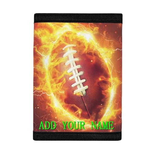 COEQINE Kids Wallet for Boys Ages 8-10 Personalized Trifold Wallet for Teen Toddler Boys Who like Sport Cool The Fire Wallet With Rugby Football Pattern Moneybag Bag