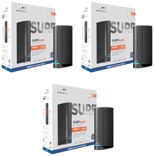 Image of ARRIS (G34) - Cable Modem Router Combo - Fast DOCSIS 3.1 Gigabit WiFi 6 (AX3000),Approved for Comcast Xfinity,Cox,Spectrum & More,1 Gbps Max Internet Speeds,(Pack of 3)