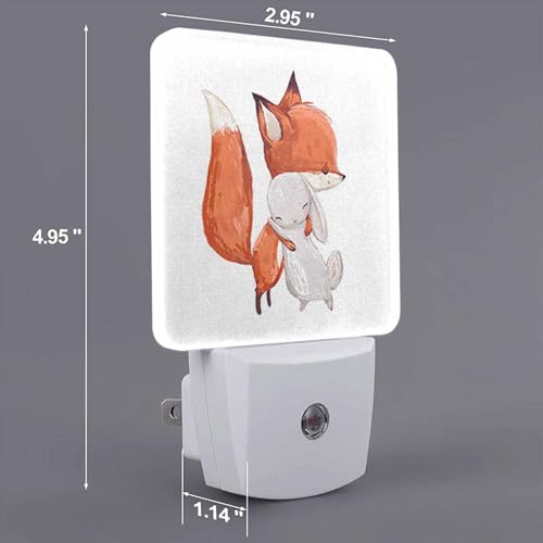 Image of LED Night Light,Fox and Hare LED Night Light Plug into Wall with Dusk to Dawn Light Sensor White Energy Efficient Nightlight for Bedroom Bathroom Hallway Living Room Kitchen