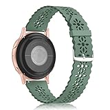 Lace Silicone Band 20mm Compatible for Samsung Galaxy Watch 4/5/6/Active Band 40MM 44MM,Watch 4/6 Classic 46MM 42MM 43MM 47MM/Watch 5 Pro/Watch 3 41mm, Soft Silicone Strap for Women(PineGreen)