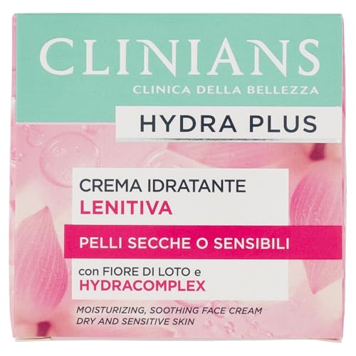 CLINIANS | Hydra Plus Crema Viso Idratante Lenitiva, Dermatologicamente Testato, Made in Italy, 50 ml