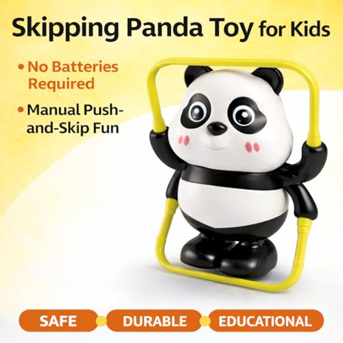 Image of 3 PCS Panda Wind Up Toy Set - Wobbling, Skateboard & Jumping Panda Rolling Toys | Roly Poly Educational & Infant Interactive Toys for Babies 1-3 Years |Cute Panda Miniature Home Decor & Gift
