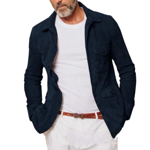 Vintage Suede Coats Men's Hunting Suit Jacket Single Breasted Casual Slim Lapel Blazer Jackets - Main Image