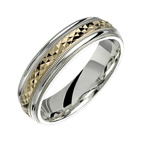 Alain Raphael 2 Tone Sterling Silver and 10k Yellow Gold 6 Millimeters Wide Wedding Band Ring Cover