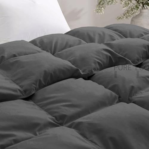Image of PURE ECO 600 GSM Down Alternative Comforter for Single Size (60 inchX90 inch) - 600 GSM Heavy Winter Comforter /Rajai /Duvet /Blanket Microfiber Super Soft Fluffy for Winter Single Size - Dark Grey Color