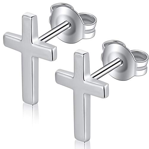 jiamiaoi Boucle d'oreille croix pour femme filles Clous d'oreilles croisés argent Boucle d'oreille homme croix bijoux femmes Boucle d'oreille croix en argent 925 croix bijoux religieux Cover