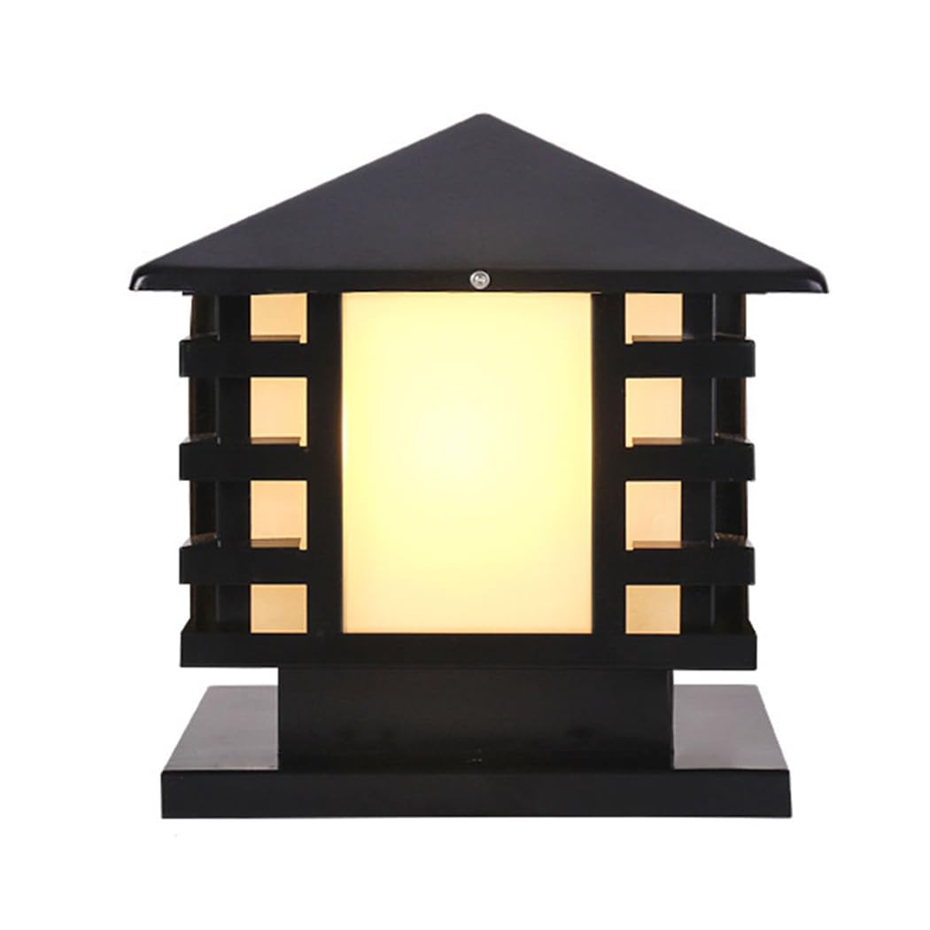 CWVYKNP Large Post Lantern Light Black Post Cap Lights For Wood Fence Waterproof Pillar Light For Gate Porch, Stone Pillar, Deck Walkway And Garden Outdoor Decoration Post Mount Light