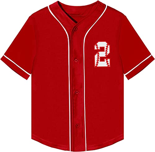2Nd Baseball Birthday Shirt Boy Toddler 2 Years Olds T Shirts Gift Sports Jersey Tops Clothes(Red,2T) #TOP4
