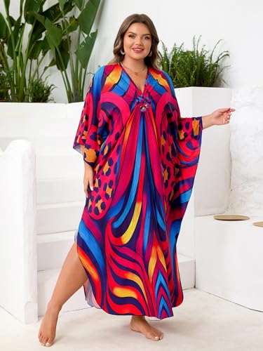 Image of Kaftan Dress for Women - Plus Size Caftan Maxi Beach Dress Moo Moos Loungewear, Swimsuit Cover Up for Beach, Pool or Vacation
