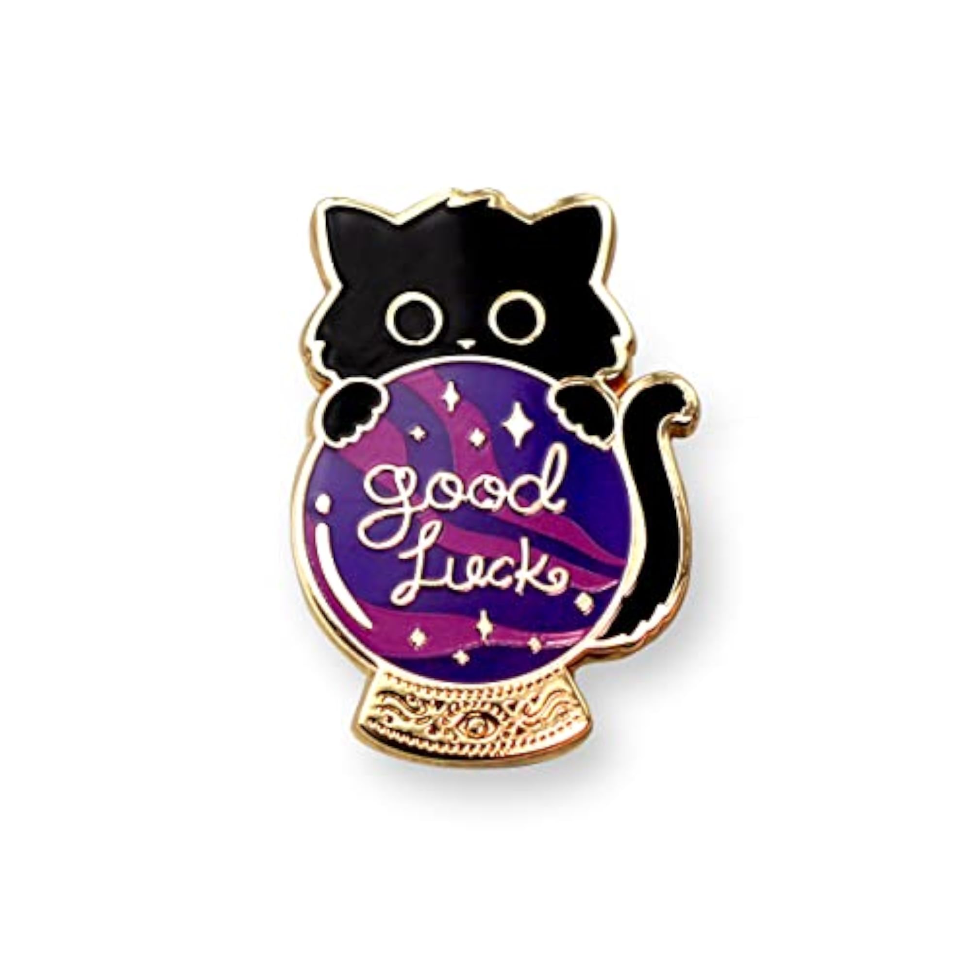 Cat Enamel Pin with Crystal Ball, Good Luck Decoration
