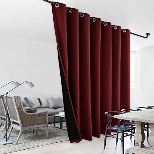 NICETOWN Sound Reducing Room Divider Curtains, Thermal Insulated 100% Blackout Drape, Slider Curtain Panel with Black Lining, Full Light Blocking Pati