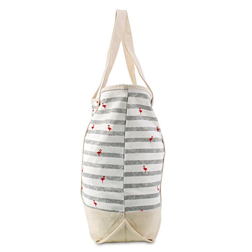 Bolsa tote de algodón DALIX 22" gris flamingo miniatura 3