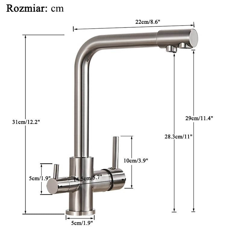 Robinet de cuisine d'eau potable intégré en nickel brossé durable