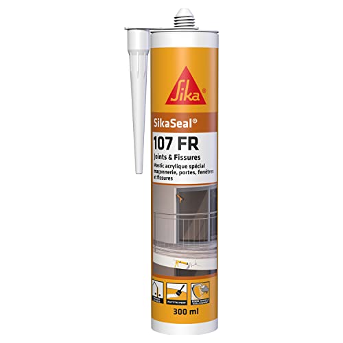 SIKA - Mastic acrylique spécial maçonnerie - portes - fenêtres - SikaSeal 107 joints et fissures - Blanc - Int/Ext - Multisupports - Résistant aux intempéries -...