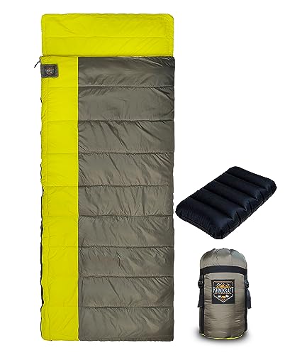 RhinoKraft Camping Sleeping Bag – 3 Season Warm & Cool Weather – Summer, Spring, Winter, Lightweight, for Adults & Kids – Camping Gear Equipment, Traveling and Outdoors