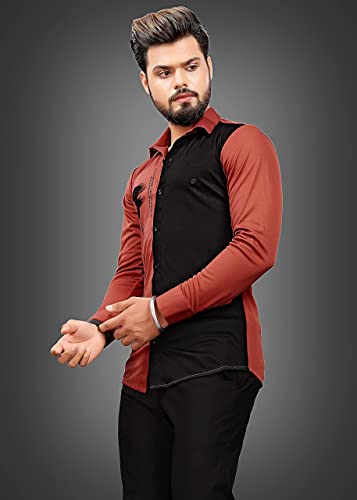 Image of DHARMEE Men's Lycra Slim Fit Printed Design Stylish Full Sleeves Shirt - Casual
