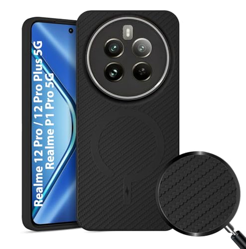 Image of LIRAMARK Rugged Carbon Fibre TPU Armor Silicone Back Cover Case for Realme 12 Pro / 12 Pro Plus 5G / Realme P1 Pro 5G