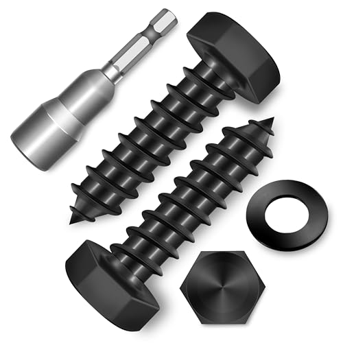 (12-Set) 3/8 x 1-1/4" Lag Screws, Stainless Steel Heavy Duty Hex Head Lag Bolts for Wood, Commercial/Industrial Grade 1/4 Bolts, Mounting Screws Bolts Kit, Black Oxided by Marysino