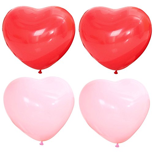 Aligle 36" Heart Balloons Love Latex Red and Pink set of 4