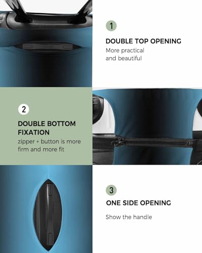 Sky Blue Ombre Travel Luggage Cover, Black Texture Anti-scratch Travel Suitcase Protector Covers, Washable Elastic Baggage Covers Fit 26-28 Inch Carry on Luggage2