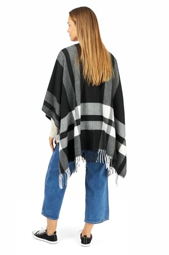 Image of Women's Shawl Wrap Poncho Ruana Cape Cardigan Sweater Open Front for Fall Winter Spring