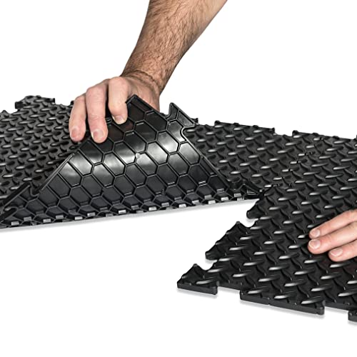 Garage PVC Interlocking Floor Tile Kit - 3m x 6m - Ideal for Single Garage - Checker Plate Pattern, (AZ054)
