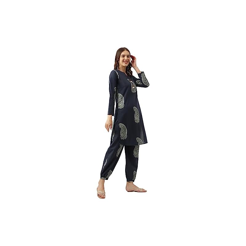 Divena Black Cotton Paisley Print Kurta Hem Cuffed Pant Co-ord Set - Image 4