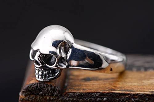 WEISHA Anel Retrô S925 Prata Esterlina Punk Anel Masculino Retrô Caveira Anel Dominador1, 55mm