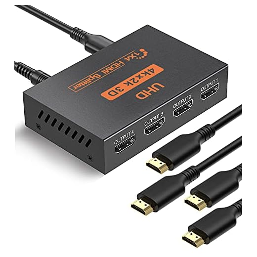 HDMI Splitter 1 in 4 Out, 4 Way HDMI Distribution Stöder 3D 4K 1080P, HDMI Kabel Splitte Duplicate/ Mirror Screen ENDAST, 1X4 HDMI Splitter för PS3/4/5 X-box F-ire Stick DVD Player HDTV projektorer