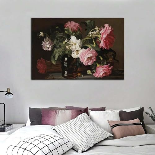 Décoration murale roses et pivoines tableau fleur salon moderne 30x45cm - 4