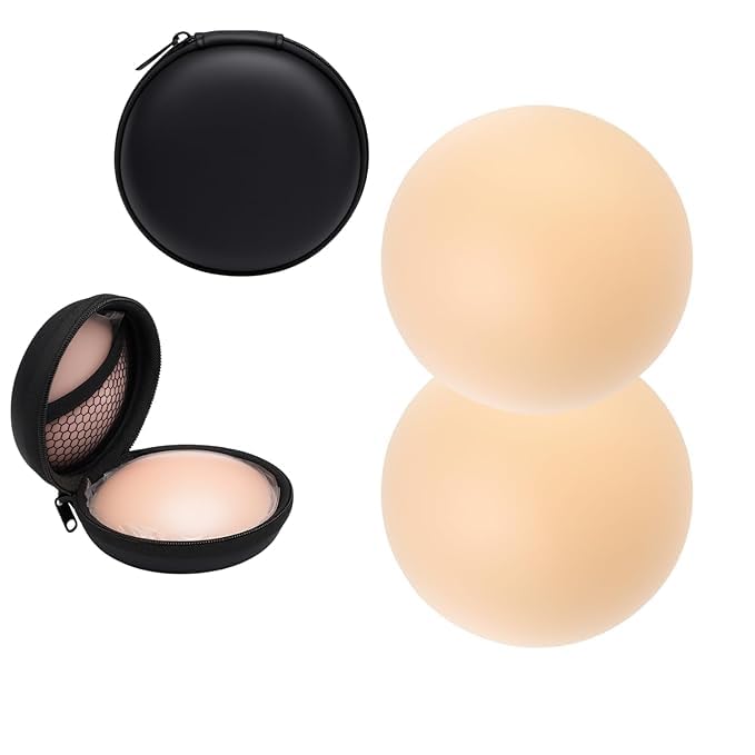 MKV Reusable Nipple Covers for Women|Seamless|Skin Friendly Adhesive Beige-picture-46