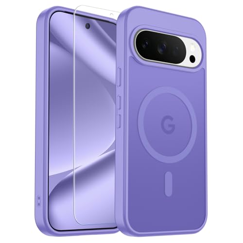 Image of SUPFINE Magnetic for Google Pixel 10 Pro Case /Pixel 10 Case with Screen Protector, (Built-in Magnets) ((Military Grade Drop Protection) Slim Translucent Shockproof Phone Case,Purple
