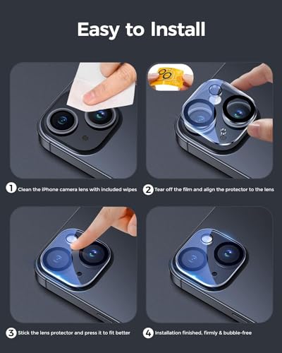 Image of Premium iPhone 13 Mini Tempered Glass with Camera Lens Protector - Ultimate Protection Kit Edge to Edge Screen Protector for iPhone 13 Mini 9H Hardness Ultra HD Anti-Scratch Case Friendly