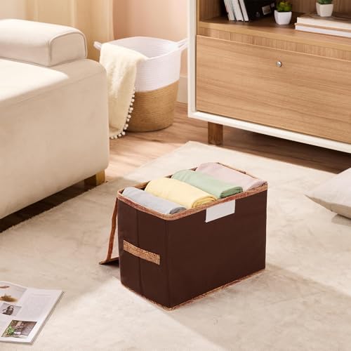 Image of Amazon Brand - Solimo Dot Printed Foldable Large Non-Woven Storage Box|Tranasparent Lid|Durable Handles|Size 42 x 27 x 31 CM (Brown)