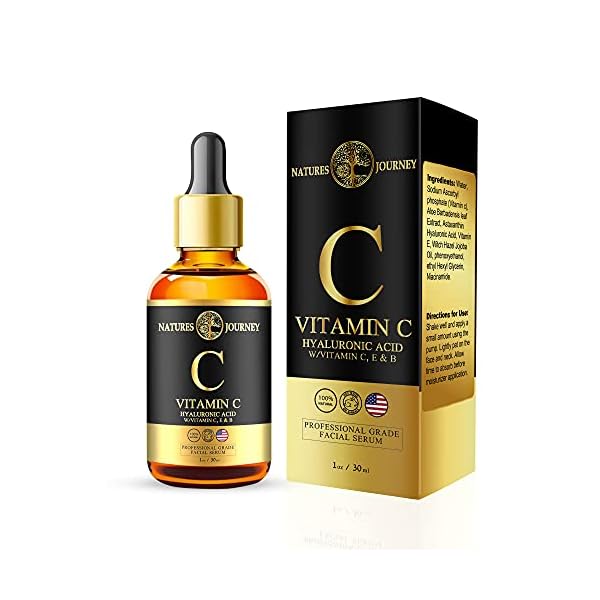 Vitamin-C-Serum-For-Face-with-Hyaluronic-Acid-Vitamin-E-Niacinamide-Anti-Aging-Serum-Boost-Hydration-Anti-Wrinkle-Skincare-Soft-Skin-Age-Spots-Pore-Cleanser-Acne-Scars-Beauty-Facial-Serums UMB Natures Journey Vitamin C Facial Serum - 1 oz Hyaluronic Acid, Radiant Glow, Anti-Wrinkle, Fine Line Minimizer, Anti-Aging, Acne Control, Skin Tone Corrector, Hydration Boost
