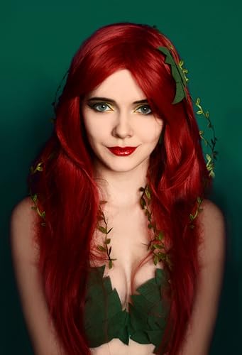 colorfulpanda 28" 70cm Long Curly Wavy Hair Ends Costume Cosplay Wig Anime Halloween Costume Party Full Synthetic Wigs for Women (Dark Red) - Image 3