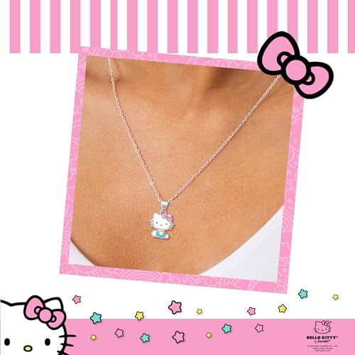 Sanrio Hello Kitty Pendant Necklace 18" - Silver Plated Brass and Enamel Hello Kitty Necklace Officially Licensed2