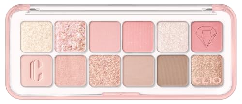 Image of CLIO Pro Eye Palette Air, 12-Color Matte & Shimmer Eye Shadow, Air-Fit Pigmented Buildable Color, Low Fallout, Warm Light Neutral Tone for Daily Makeup, Safe for Sensitive Eyes (11 SHOPPING CHEESE)