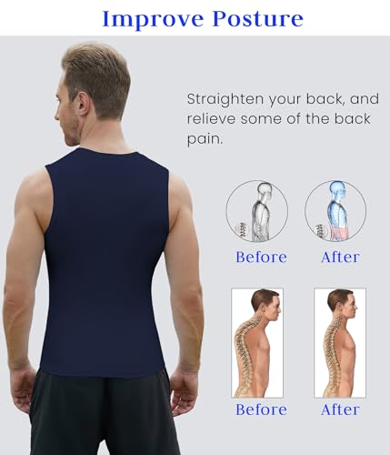 Image of Compression Shirt Men Slimming Body Shaper Vest Crewneck Workout Tank Top