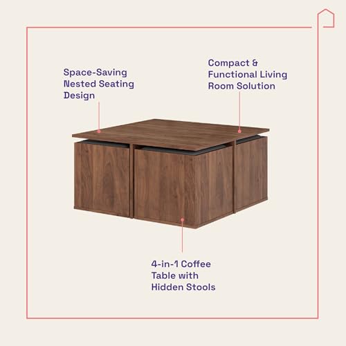 Image of Wakefit Center Table | 1 Yr Warranty | Coffee Table for Living Room Wooden, Tea Table for Living Room Wooden, Sofa Table, Free Installation from Brand, Modern Multi-Functional & Wobble-Free(Serdin)
