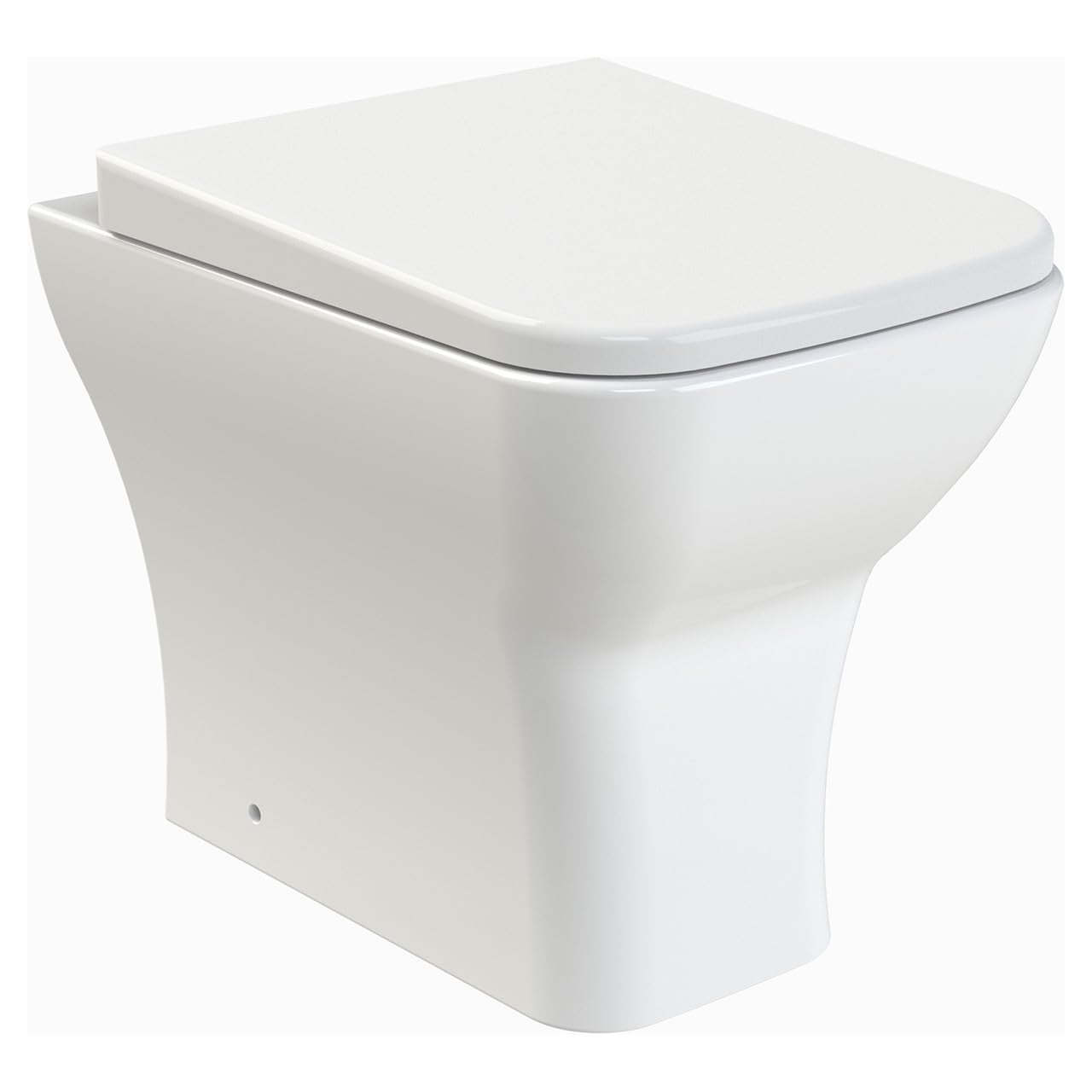 nuie NCG406 Ava Modern Bathroom Square Curves Back to Wall Pan and Soft Close Seat, 410mm x 365mm x 500mm, White