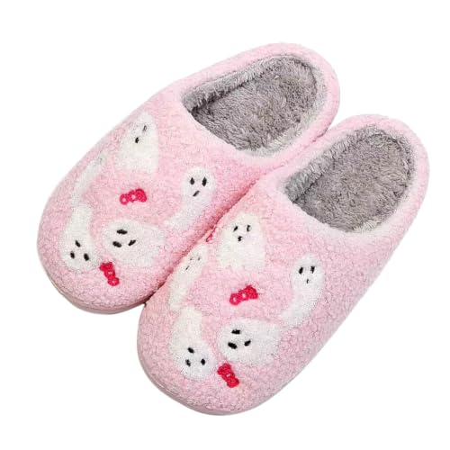 Image of Halloween Pumpkin Slippers for Womens Mens Cute Cartoon Slippers Plush Warm Memory Foam Shoes