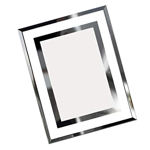 Cadre photo en verre haut de gamme argent miroite de 8.9x12.7